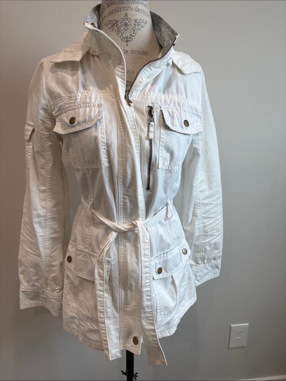 Mossimo Supply Co. White Waist-Tie Utility Jacket